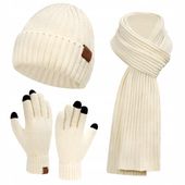 KOMPLET ZIMOWY CZAPKA SZALIK RĘKAWICZKI DOTYKOWE CIEPŁY ZESTAW NA ZIMĘ