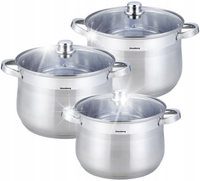 Garnki gastronomiczne stock pot zestaw 6-ele duże 10.7L+13L+16L KLAUSBERG