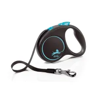 Smycz Flexi Black Design S taśma 5m 15kg niebieska
