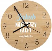 Bambusowy ZEGAR ścienny z nadrukiem UV PREZENT NA DZIEŃ CHŁOPAKA