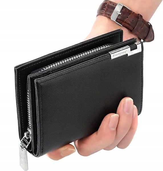 Męski Portfel Skórzany Czarny Skóra Elegancki Etui zdjęcie 7