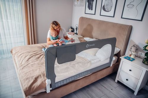 Barierka BRAMKA ZABEZPIECZAJĄCA do łóżka WYSOKA 150x66cm BEŻ Lionelo na Arena.pl