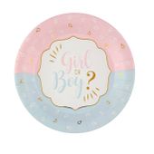 Talerzyki papierowe Boy or Girl baby shower baby reveal 22,5 cm 10 szt.