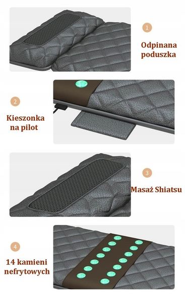 Materac masujący mata masująca shiatsu nefrytowy grzanie Gateway do masażu zdjęcie 13