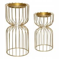 ŚWIECZNIK NA TEALIGHT ZŁOTY METALOWY DEKORACYJNY 12X26 CM ZESTAW 2 SZT