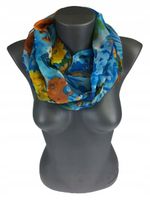 Cienki komin szyfon kwiaty niebieski AP-10