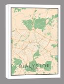 Białystok, Polska mapa kolorowa - obraz na płótnie 90x120 cm