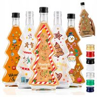 5x CHOINKA 500 butelki na likiery świąteczne butelki z ETYKIETAMI + GRATIS