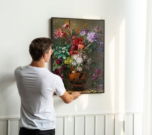 Plakat kwiaty wazon 21x30 cm w czarnej ramie na Arena.pl