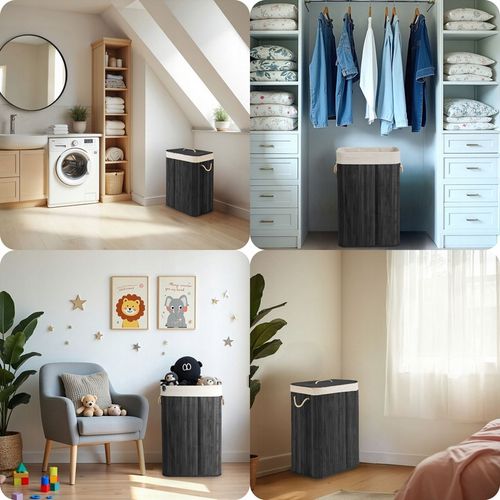 BAMBUSOWY KOSZ NA PRANIE BIELIZNĘ DUŻY POJEMNIK Z POKRYWĄ 72L na Arena.pl