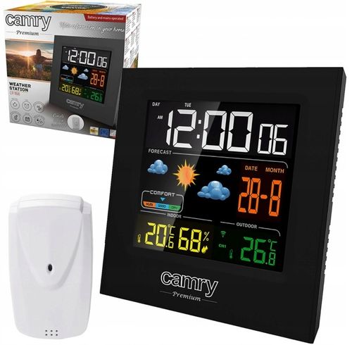 STACJA POGODOWA POGODY BEZPRZEWODOWA TERMOMETR HIGROMET CZUJNIK ZEGAR DATA na Arena.pl