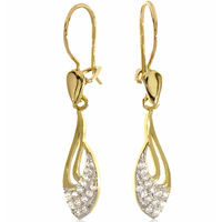 DŁUGIE WISZĄCE KOLCZYKI ZE ZŁOTA PRÓBY 585 NA BIGLU Z CYRKONIAMI