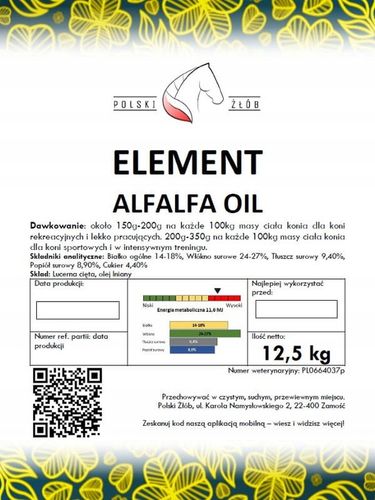 Pasza Sieczka z Lucerny z Dodatkiem Oleju Lnianego AlfAlfa Oil 12,5 kg na Arena.pl