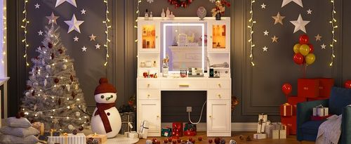 Toaletka do makijażu wizażu kosmetyczna toaletka z lustrem LED na Arena.pl