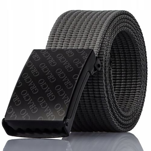 GRACIO Pasek Parciany Męski do Spodni Szary Klamra Zacisk 115cm na Arena.pl