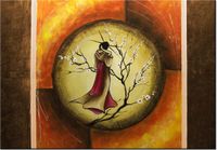 100 70CM OBRAZ PŁÓTNO PIĘKNA JAPONKA PŁÓTNO RAMA