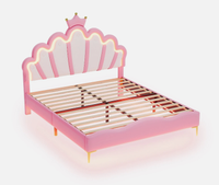 Łóżko tapicerowane 140x200 cm dla dziecka łóżko księżniczki różowe LED