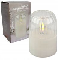 SZKLANA ŚWIECA WOSKOWA LED 10CM OZDOBA ŚWIECZKA Z EFEKTEM PŁOMIENIA BIAŁA