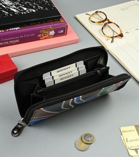 portfel damski w typie piórnika ze zdobioną fakturą, skóra naturalna na Arena.pl