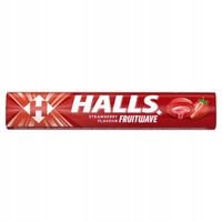 Halls Strawberry Drops Cukierki o smaku truskawkowym z sokiem owocowym 45 g