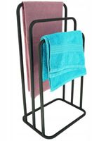 Nowoczesny Stojak Wieszak na Ręczniki 3 Ram. Zaokrąglony Metal Loft CZARNY