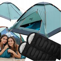 Namiot kempingowy wodoodporny 2x Śpiwór turystyczny letni Zestaw 2 osobowy