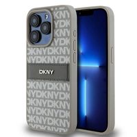 2 x ETUI DKNY MONO STRIPE & METAL LOGO BEŻOWE DO IPHONE 15 PRO 6.1"