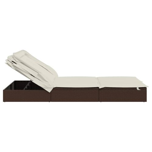 Leżak 2-os., składany dach, brązowy, 213x118x97 cm, polirattan na Arena.pl
