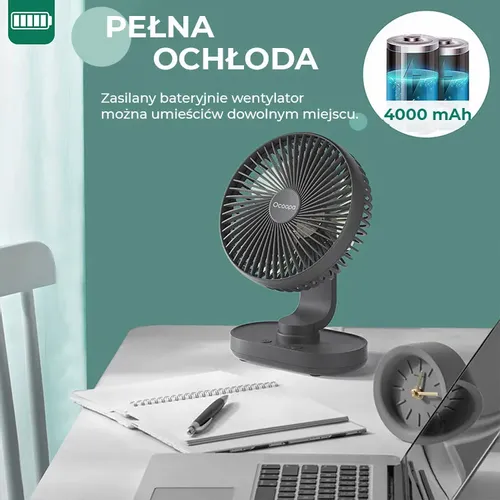 Wentylator stołowy Ocoopa D77 black akumulator USB oscylator na Arena.pl
