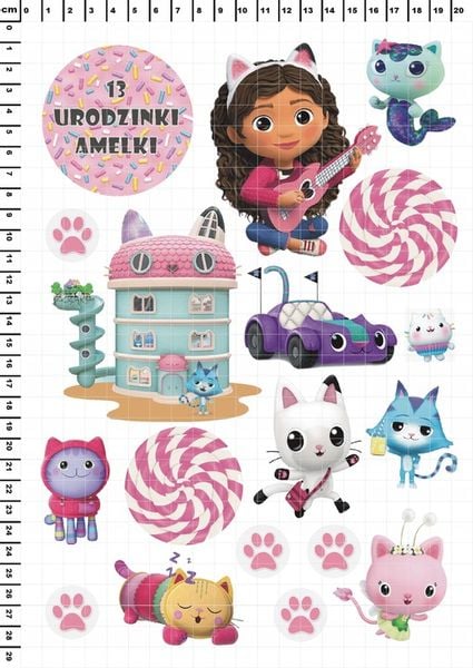 Wydruk Tort KOCI DOMEK GABI 17 El + GRATIS Tabliczka Napis Opłatek zdjęcie 9