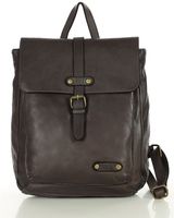 MARCO MAZZINI Miejski plecak skórzany w stylu old look handmade leather ciemny brąz caffe