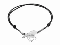 Srebrna sznurkowa bransoletka ogier koń grawer