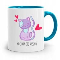 Kubek Błękitny Na Walentynki Kocham Cie Myszko Z Nadrukiem Ze Zdjęciem