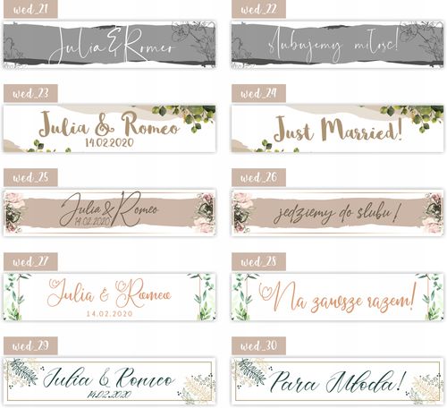 TABLICE ŚLUBNE weselne tablica na samochód IMIONA na Arena.pl