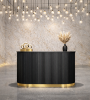 Recepcja glamour czarno-złota ryflowana z podświetleniem LED 120 cm