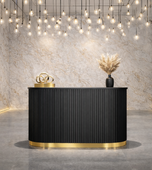 Recepcja glamour czarno-złota ryflowana z podświetleniem LED 120 cm