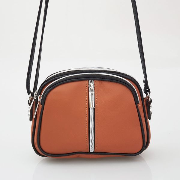 VERA PELLE torebka damska skórzana listonoszka 3 komorowa V463 camel zdjęcie 5