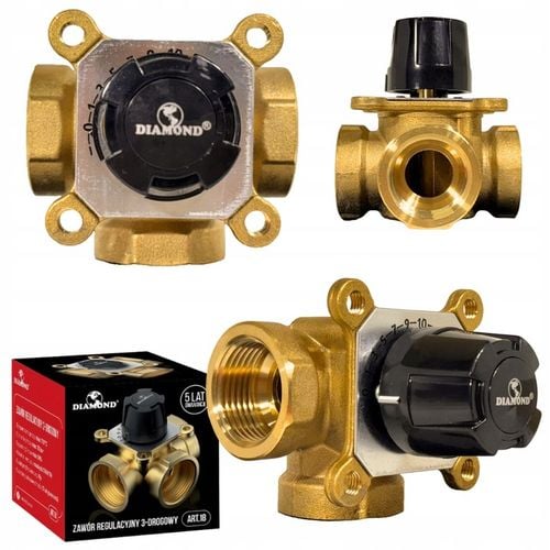 ZAWÓR 3 DROGOWY TRZY DROŻNY MIESZAJĄCY MIESZACZ REGULACYJNY 1" DN25 MOSIĄDZ na Arena.pl