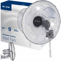MOCNY WENTYLATOR ŚCIENNY WIATRAK NA ŚCIANE 220W 50CM CYLKULATOR CICHY