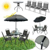 KOMPLET MEBLI OGRODOWYCH BALKON OGRÓD TARAS STÓŁ PARASOL CHILE 4OS SZARY
