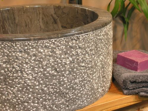 Umywalka z kamienia naturalnego MIRUM 509 Ø45 cm Black na Arena.pl