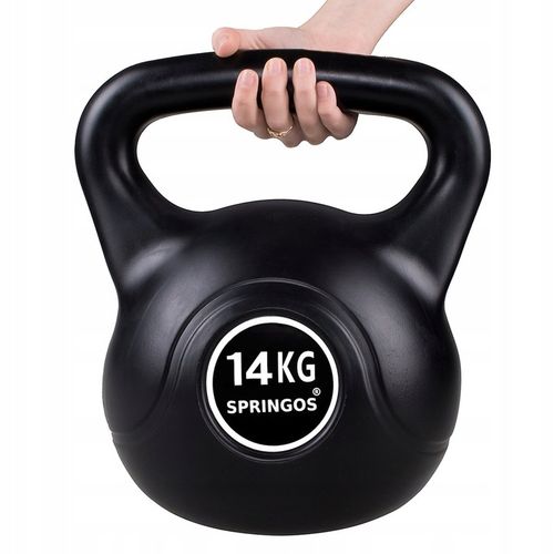 KETTLEBELL 14kg CIĘŻAR ĆWICZEŃ HANTLA CZARNY FITNESS HANTEL ODWAŻNIK ABS na Arena.pl