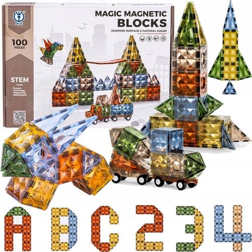 Klocki konstrukcyjne magnetyczne kółka kreatywny zestaw 100 elementów na Arena.pl