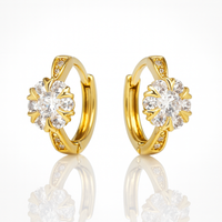 kolczyki ze stali szlachetnej pozłacane 14k złotem, cyrkonie kwiatki