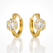 kolczyki ze stali szlachetnej pozłacane 14k złotem, cyrkonie kwiatki