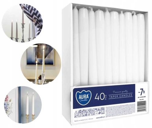 aura świece stołowe stożkowe białe 40 szt. s30-40-090 na Arena.pl