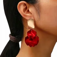 Złote Czerwone Kolczyki Długie Frędzle 75mm