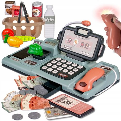 KASA FISKALNA Dla dzieci ZABAWKOWA zestaw SKANER WAGA TELEFON KOSZ ZAKUPY na Arena.pl