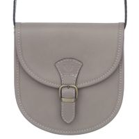 VERA PELLE torebka skórzana listonoszka z paskiem V607 ciepła szara