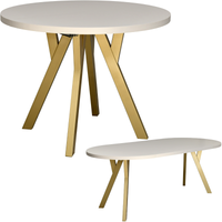 Okrągły stół 90 cm rozkładany do 190 blat KASZMIR nogi ZŁOTE drewniane LOFT